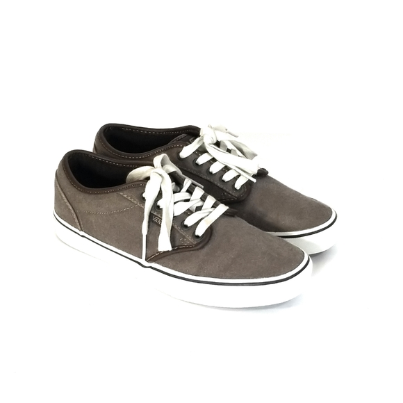 Vans Atwood Washed Brown Canvas Low Top Skater Shoes Sneakers Mens Size 7.5 - Picture 1 of 10